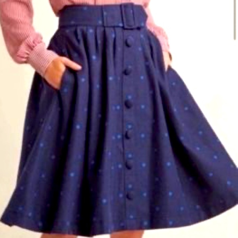Modcloth Intern of Fate Polka Dot Skirt in Blue